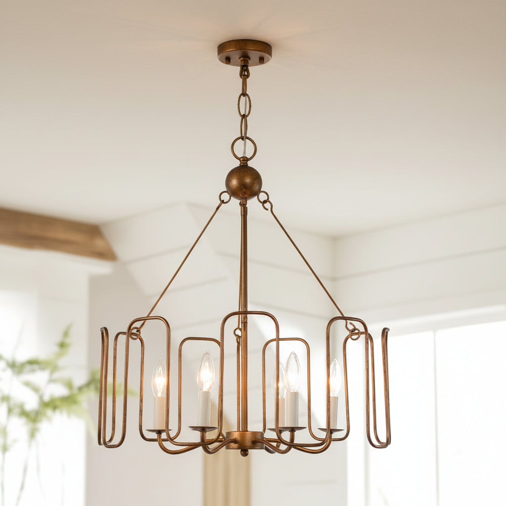 Bronwen Retro Farmhouse 6-flammige Trommel-Metall-Pendelleuchte | Metalllampe