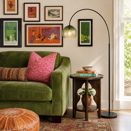 Adrian Modern Arched Gradient Globe Glass Floor Lamp