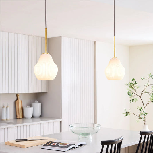 Aiolos Modern Sculptural Ribbed Glass Pendant Light