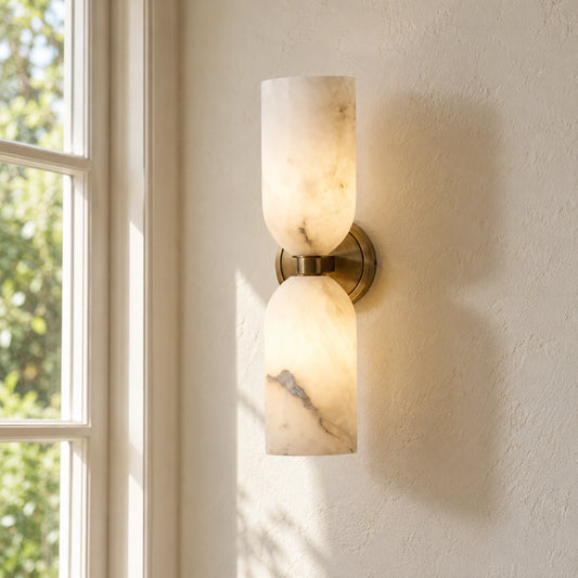 Algernon Dual Alabaster Tube Wall Sconce