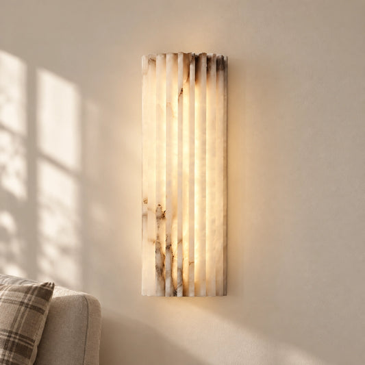 Alonzo Ribbed Alabaster Vanity LED Wall Sconce