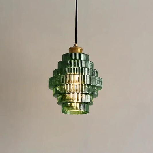 Amara Nordic Striped Stained Glass Bottle Pendant Light