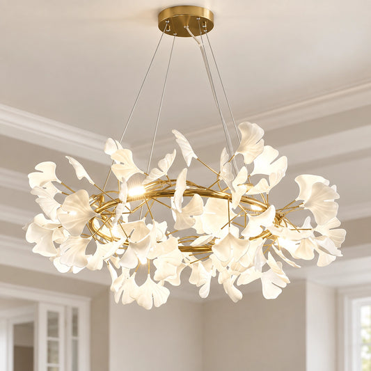 Ambrose Ceramic Ginkgo Leaf Sculpture Chandelier