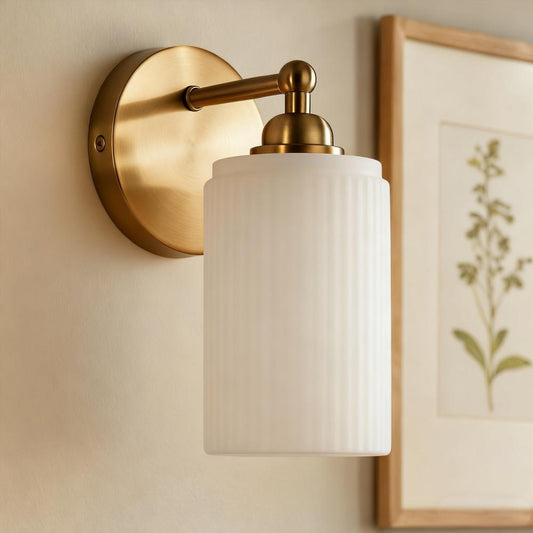 Stella Vintage Ribbed Glass Wall Sconce