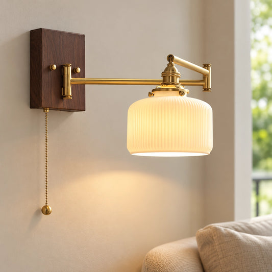 Anders Swing Arm Ribbed Ceramic Wall Sconce