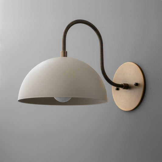 Antique Brass Arm Dome Shade Wall Sconce