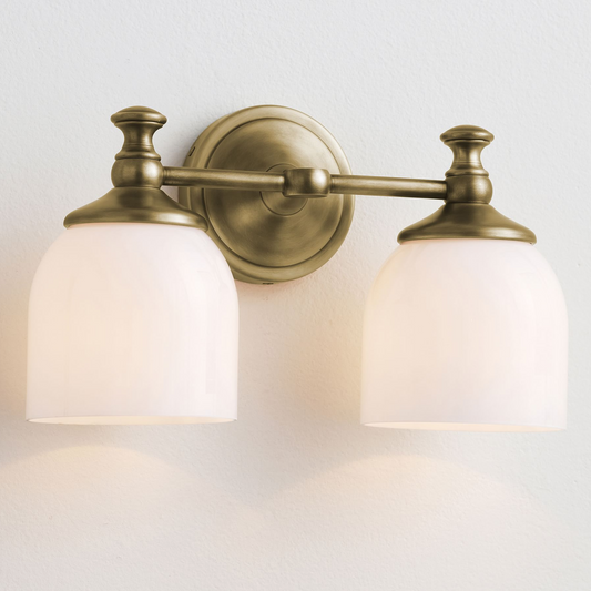Antique Brass Milk Glass Wall Sconce