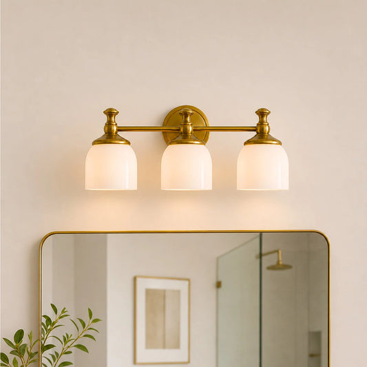Antique Brass Milk Glass Wall Sconce
