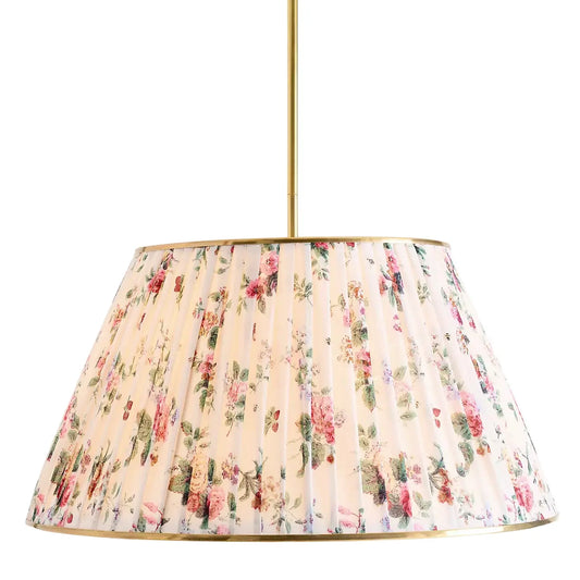 Anya Country Pleated Printed Brass Pendant Light