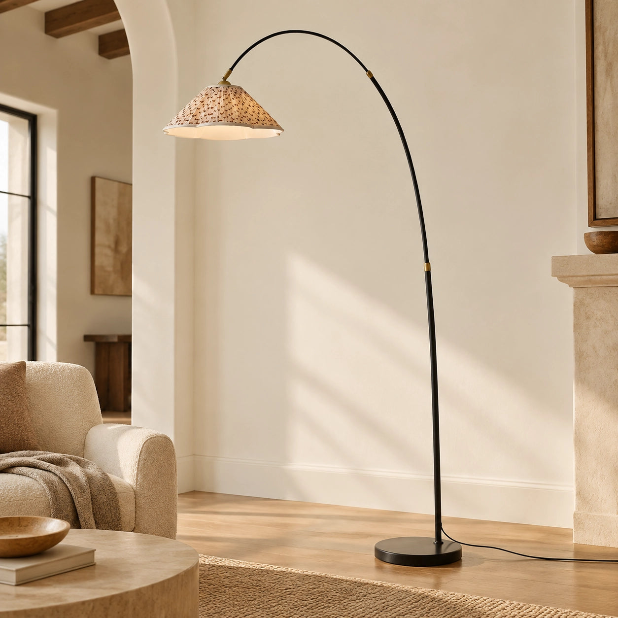 Arcadia Conical Fabric Arc Floor Lamp | LuciaLiving – Lucia Living