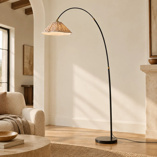 Arcadia Conical Fabric Arc Floor Lamp