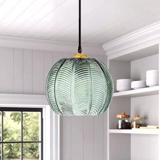 Aria Modern Ribbed Glass Ball Pendant Light
