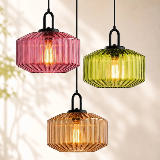 Armin Modern Colorful Drum Glass Pendant Light