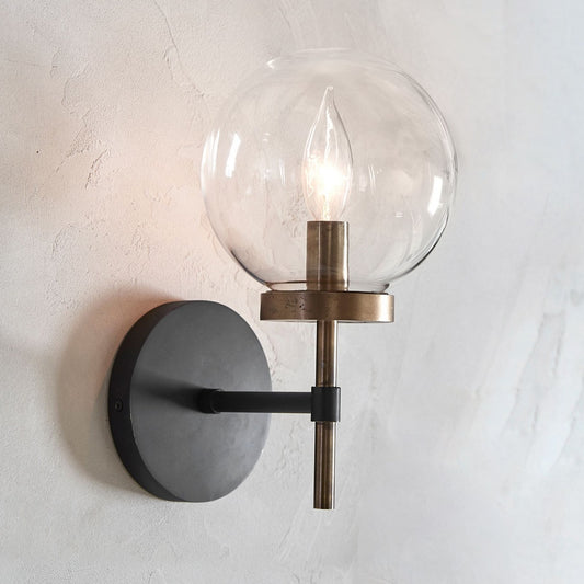 Artemis Modern Industrial Globe Clear Glass Wall Sconce