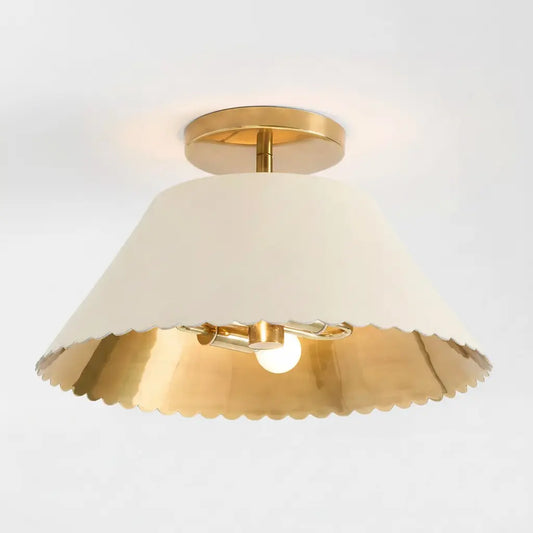 Arwen Modern Scalloped Leather Brass Ceiling Lamp