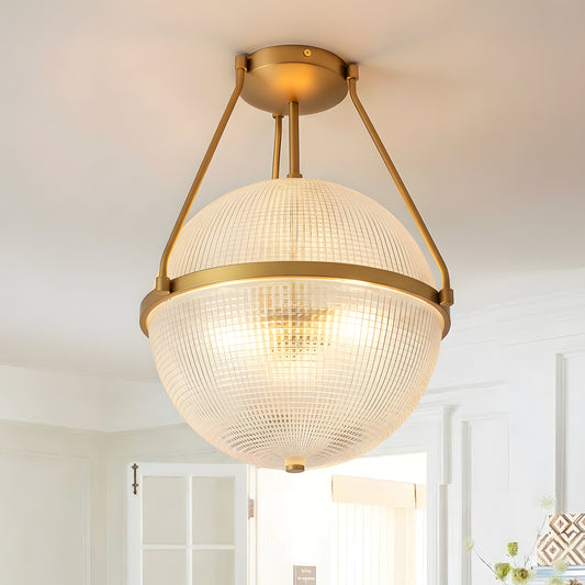 Athena Textured Globe Glass Semi Flush Mount Ceiling Light