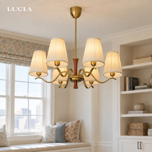 Basil Multi Light Pleated Fabric Shade Chandelier