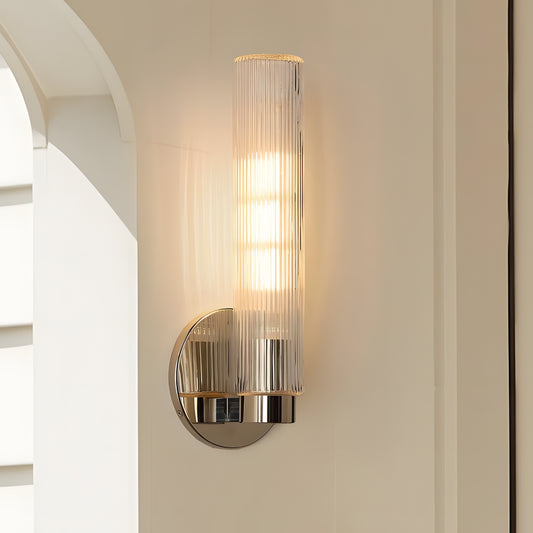 Bastian Minimalist Cylindrical Fluted Glass Wall Sconce