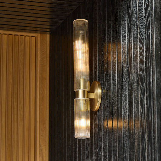 Bastian Modern Fluted Glass Double Asymmetrical Sconce