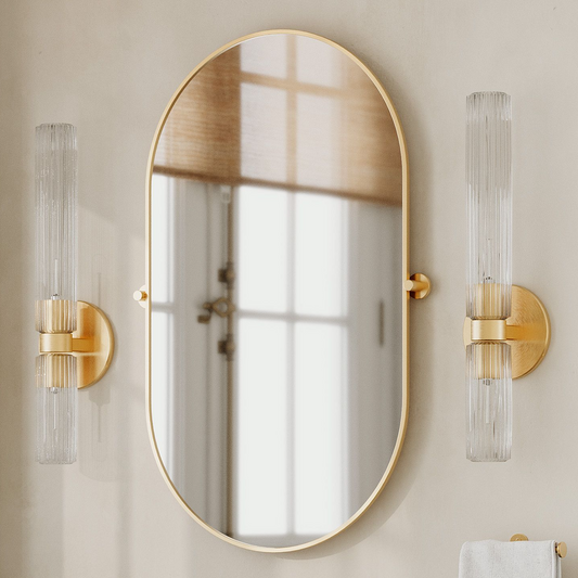 Bastian Modern Fluted Glass Double Asymmetrical Sconce