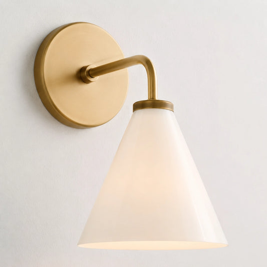 Beck Modern Brass Cone Shade Wall Sconce