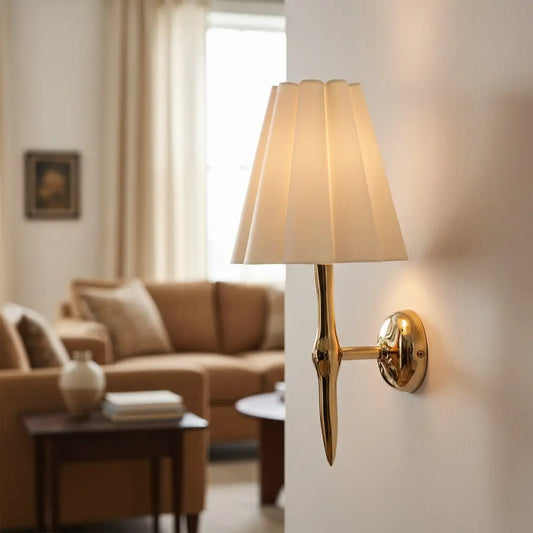 Blossyn Modern Art Deco Fabric Brass Wall Sconce