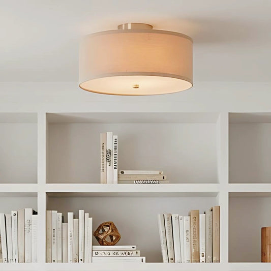 Brent Modern Linen Drum Flush Mount Ceiling Light