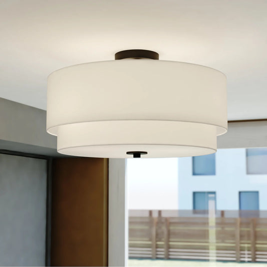 Caela Nordic Multi-Layer Linen Semi Flush Mount Light