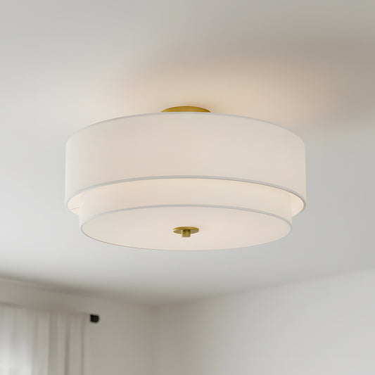 Caela Nordic Multi-Layer Linen Semi Flush Mount Light