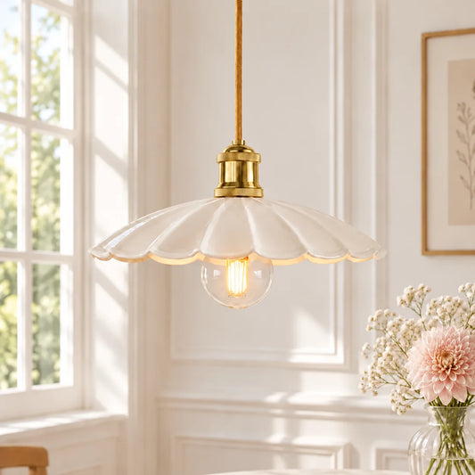 Caelira Petite Scalloped Metal Pendant Ceiling Light
