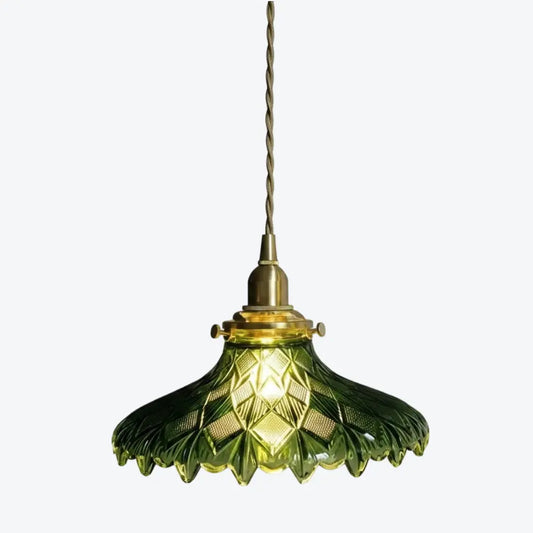 Caelis Vintage Textured Glass Flower Pendant Light