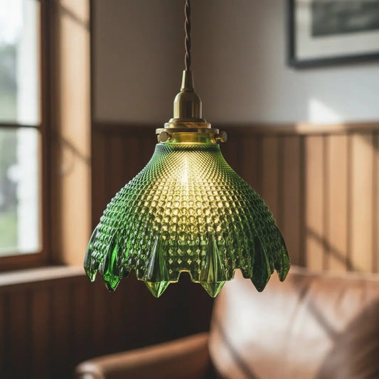 Caelis Vintage Textured Glass Flower Pendant Light