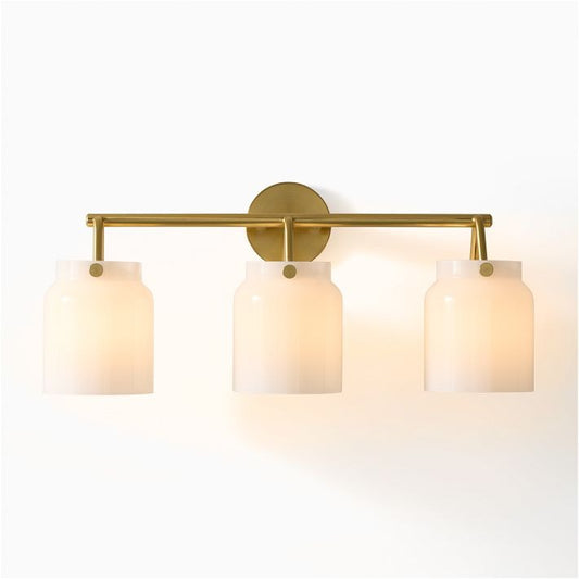 Calvin Antique Brass Opal Glass 3-Light Wall Sconce