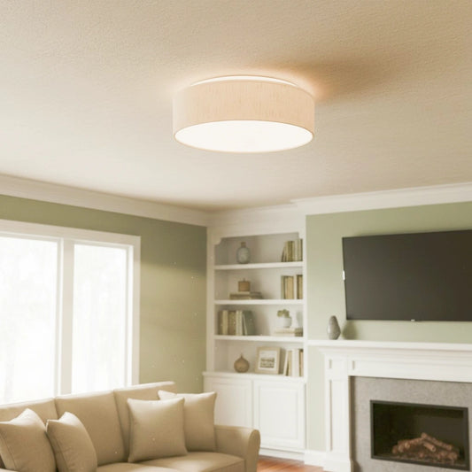Carter Minimalist Linen Drum LED Ceiling Light