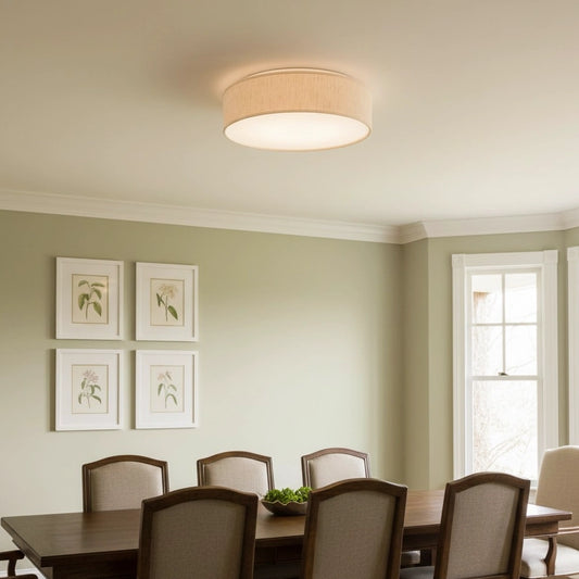 Carter Minimalist Linen Drum LED Ceiling Light