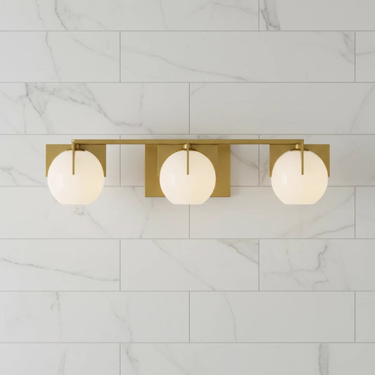 Chase Mid-Century Modern Brass LED Milk Glass Vanity Light