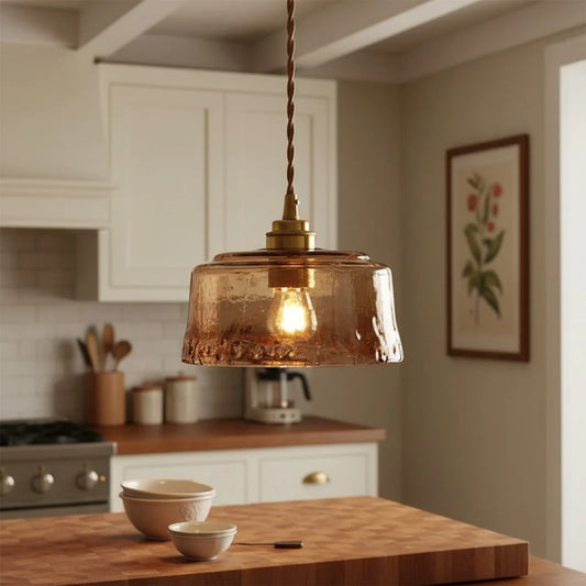 Cherie Vintage Drum Cloud Glass Pendant Light