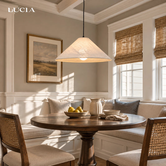 Clara Organic Linen Cone Pendant Light