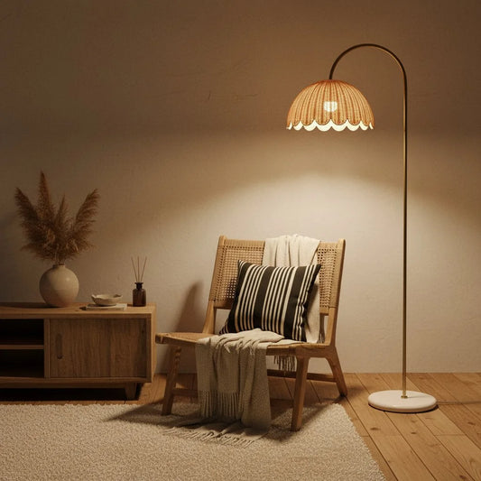 Coco Natural Rattan Bubble Floor Lamp