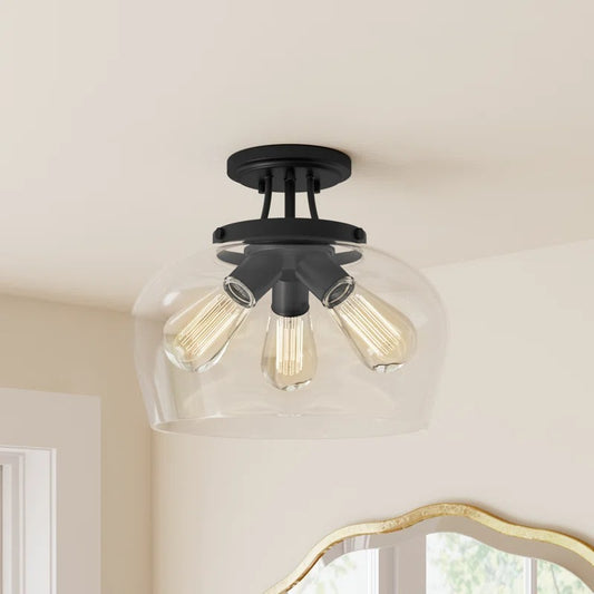 Tyrus Modern Farmhouse 3-Light Clear Glass Ceiling Light