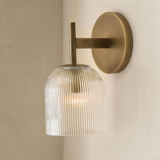 Vireo Farmhouse Cooper Ribbed Glass Wall Sconce