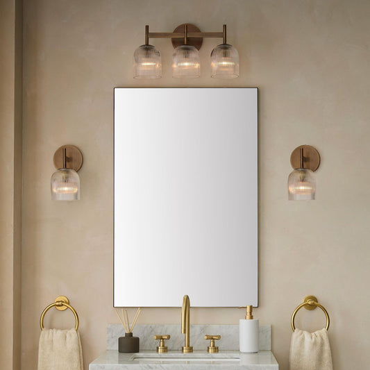 Vireo Farmhouse Cooper Ribbed Glass Wall Sconce