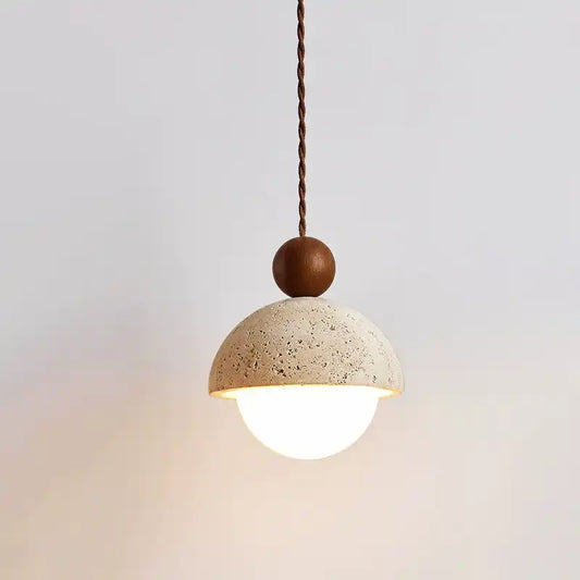 Coraline Retro Wabi-Sabi Travertine Dome Pendant Light