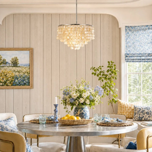 Rosalie Coastal Capiz Shell Waterfall Chandelier