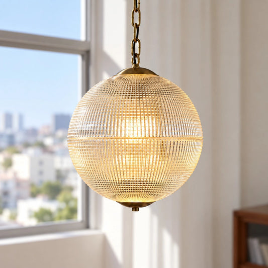 Cyrilla Vintage Textured Glass Globe Pendant Light