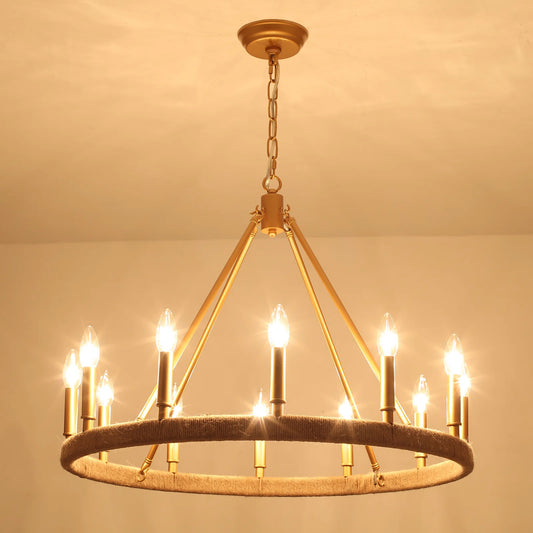 Dalia Farmhouse 12-Light Wagon Wheel Chandelier