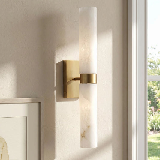 Marcellus Modern Alabaster Double Tube Wall Sconce