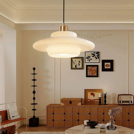 Daphne Modern Minimalist Milk Glass Pendant Light