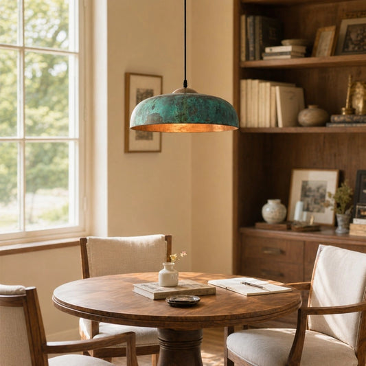 Delric Vintage Copper Green Natural Dome Pendant Light.webp__PID:4d363708-28f4-446a-b55e-e302632b4469
