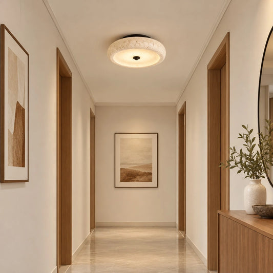 Demelza Wabi Sabi Travertine LED Flush Mount Ceiling Light
